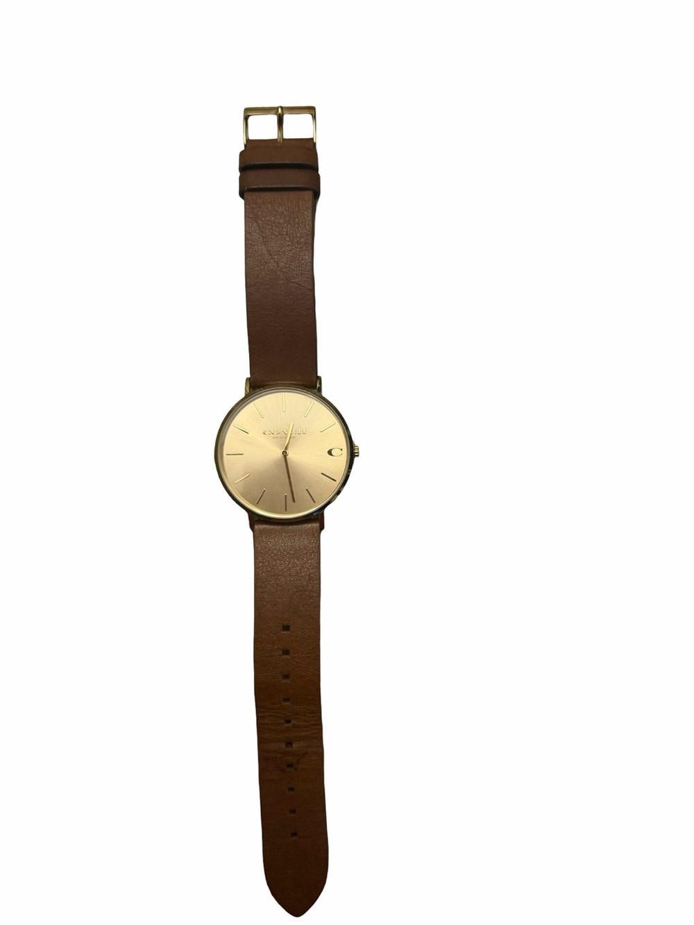 Coach Brown Leather Strap Watch with Gold Dial